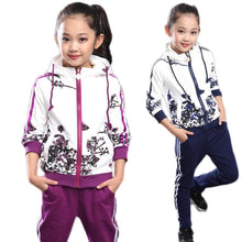 Load image into Gallery viewer, Set  Clothes Jacket Floral Zipper  Pants Tracksuit For Girls
