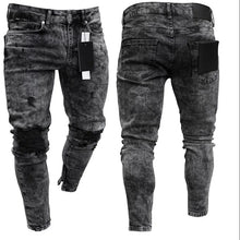 Load image into Gallery viewer, Men&#39;s Distressed Stretch Ripped Biker Jeans
