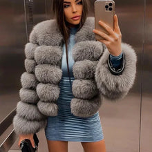 Load image into Gallery viewer, Raccoon Fur Coat Women  Luxury Coat   Winter Fluffy
