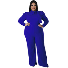 Load image into Gallery viewer, Autumn Winter Bow Neck Long Sleeves Women Jumpsuit Fashion Party Overalls Pants Big Size 4XL 5XL Elegant Ladies Rompers Party
