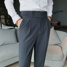 Load image into Gallery viewer, British Style   New Solid High Waist Trousers Men Formal Pants
