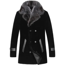 Load image into Gallery viewer, AYUNSUE 100% Wool Coat Sheep Shearling Fur Coat Winter Jacket Men Raccoon Fur Collar Long Coats Men Jacket  LSY080870 MY1133
