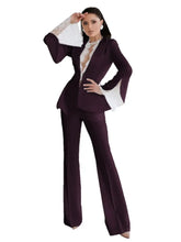 Load image into Gallery viewer, Many Colors Lace Women Set Pantsuit Long Sleeve Jacket Casual Wide Leg Trousers
