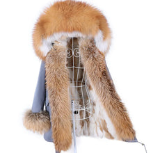 Load image into Gallery viewer, Removable Real Fox Fur Collar Coats Women Winter Jacket Hooded
