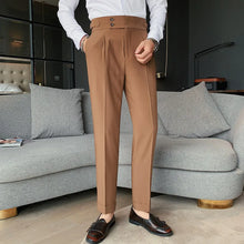 Load image into Gallery viewer, British Style   New Solid High Waist Trousers Men Formal Pants
