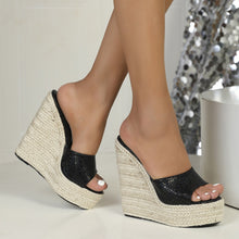 Load image into Gallery viewer, Women Sandals Sexy New Straw Woven Simple High Slope Heel
