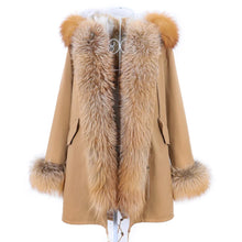 Load image into Gallery viewer, Removable Real Fox Fur Collar Coats Women Winter Jacket Hooded
