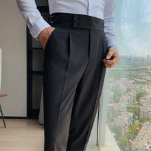 Load image into Gallery viewer, British Style   New Solid High Waist Trousers Men Formal Pants
