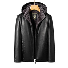 Load image into Gallery viewer, Men&#39;s Leather Jacket Thick Section Of Fur One Padded Sheepskin Youth Fashion Collar With Cap
