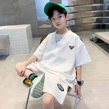 Load image into Gallery viewer, 2pc Boys  Short Sleeve Letter T-shirt Shorts Sport Casual Outfits
