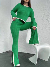 Load image into Gallery viewer, Winter 2 Pieces Women&#39;s Outfit Sets Knitted Tracksuit O-Neck Sweater and Wide Leg
