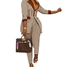 Load image into Gallery viewer, Women Set Long Sleeve Tunic High Waist Blazer Pants Suit
