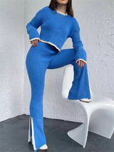 Load image into Gallery viewer, Winter 2 Pieces Women&#39;s Outfit Sets Knitted Tracksuit O-Neck Sweater and Wide Leg
