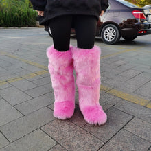 Load image into Gallery viewer, Women Plush Knee High Snow Boots  Faux Fur Furry Warm
