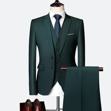 Load image into Gallery viewer, Wedding Prom Suit Green Slim Fit Tuxedo Men Formal Business Work Wear Suits 3Pcs Set (Jacket+Pants+Vest) - nevaehshalo
