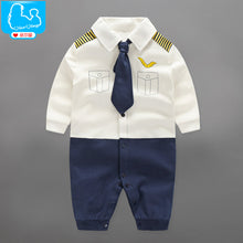 Load image into Gallery viewer, Boy Rompers  Tie Gentleman Suit Bow - nevaehshalo
