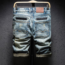 Load image into Gallery viewer, Summer Fashion Brand Design Blue Men Streetwear Ripped Bermuda Jeans Short - nevaehshalo
