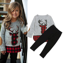 Load image into Gallery viewer, Winter Girls Clothes Deer Printed T-shirts+Long Pants 2Pcs
