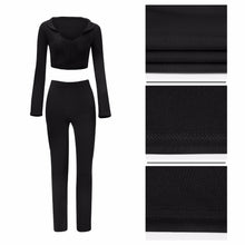 Load image into Gallery viewer, two piece set Women tracksuit  Top Tight cropped tops Long Pant
