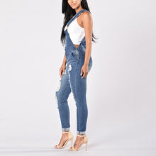 Load image into Gallery viewer, Women Overalls Cool Denim Jumpsuit Ripped Holes
