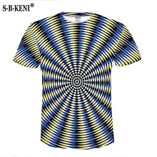 Load image into Gallery viewer, Print Short sleeved Tees Men Black And White Vertigo Hypnotic colorful Printing 3D T shirt - nevaehshalo
