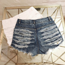 Load image into Gallery viewer, Sexy Ripped Shorts Women High Waist Fringe Jean
