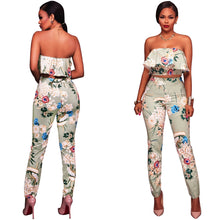 Load image into Gallery viewer, Summer Women Clothes  Flower two piece set Print off shoulder crop top Ruffles cropped
