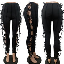 Load image into Gallery viewer, New American Style Women&#39;s High Waist Solid Color Lace Hollow Pencil Pants
