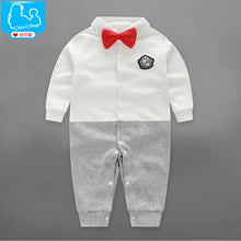 Load image into Gallery viewer, Boy Rompers  Tie Gentleman Suit Bow - nevaehshalo
