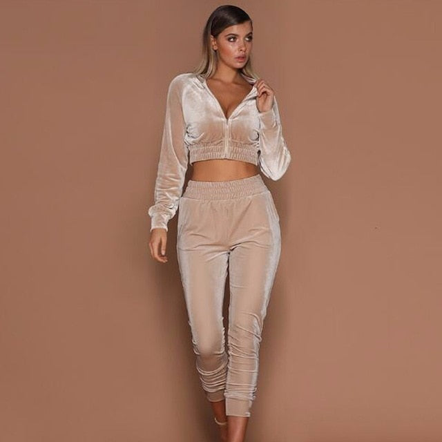 Two Pieces Set Hoodie Top And Pant Tracksuit Women - nevaehshalo