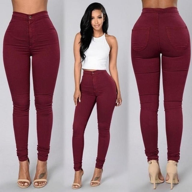 Plus Size High Waist Skinny Jeans - nevaehshalo