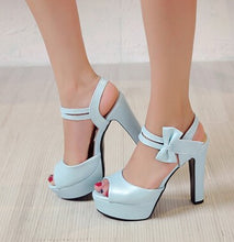 Load image into Gallery viewer, High-heeled Fish Mouth Shoes Bow Sexy Rough With Waterproof Platform Roman Women&#39;s Shoes - nevaehshalo
