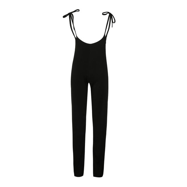 Black High Waist Wide Leg Pants Casual Lace Up Overalls Women Flare Trousers - nevaehshalo