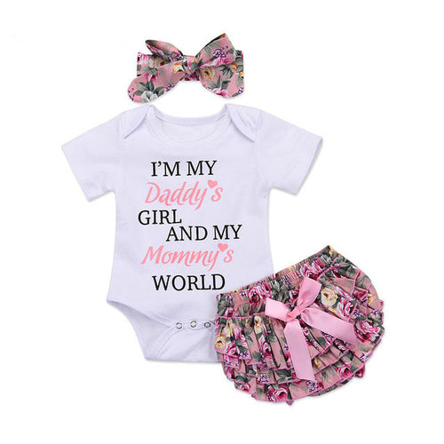 Wisefin Newborn Baby Girl Clothing Set Summer Baby Bodysuits+Floral PP Shorts+Headband Infant Outfits Cute Toddler Girl Clothes - nevaehshalo