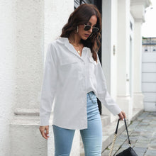 Load image into Gallery viewer, Cotton Double Pocket Long Sleeved Shirt Women Loose Shirt Spring And Summer - nevaehshalo
