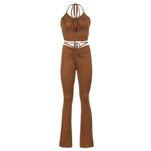 Load image into Gallery viewer, Street Sexy Halter  Back Vest High Waist Casual Pants Suit Two Piece Set
