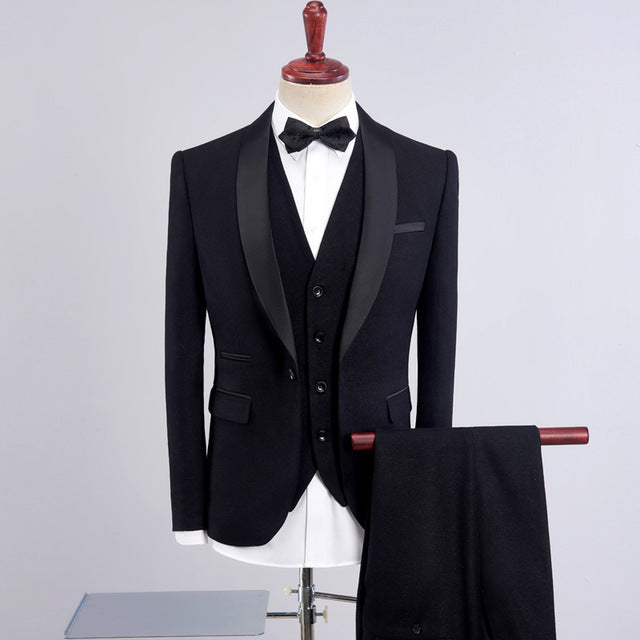 Suits For Men Shawl Collar 3 Pieces Slim Fit - nevaehshalo