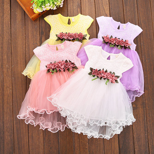 Summer New Girl's Waist Flower Princess Skirt Baby Skirt Dress - nevaehshalo