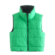 Load image into Gallery viewer, Winter Women Puffer Vests Vintage Green Double-Sided Sleeveless Jacket - nevaehshalo
