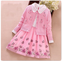 Load image into Gallery viewer, Girls clothing set new spring  princess coat+dress 2Pcs suit for girl party children clothes - nevaehshalo
