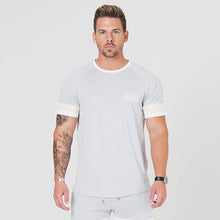 Load image into Gallery viewer, Men Cotton Short sleeve t shirt Fitness Slim Patchwork Black T-shirt Male Brand Gyms Tees Tops Summer Fashion Casual clothing - nevaehshalo
