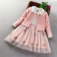 Load image into Gallery viewer, Girls clothing set new spring  princess coat+dress 2Pcs suit for girl party children clothes - nevaehshalo
