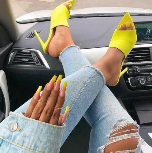 Woman Shoes Pointed Stiletto High Heel  Slippers Sandals Rubber Sole - nevaehshalo