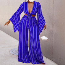 Load image into Gallery viewer, New Women&#39;s Long Sleeve Sexy Short Top Wide Leg Pants Suit
