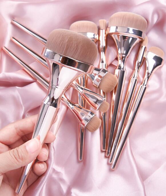 9 PCS Makeup Brushes Set Rose Golden Beauty Cosmetic Tool - nevaehshalo