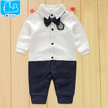 Load image into Gallery viewer, Boy Rompers  Tie Gentleman Suit Bow - nevaehshalo
