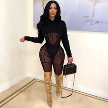 Load image into Gallery viewer, American Sexy Gauze Net Long Sleeve Two-Piece  Suit
