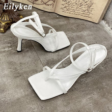 Load image into Gallery viewer, Fashion Ankle Buckle Strap Women Sandals Sexy Summer Square Head Clip Toes Flip Flops Thin High Heels Ladies Party shoes - nevaehshalo
