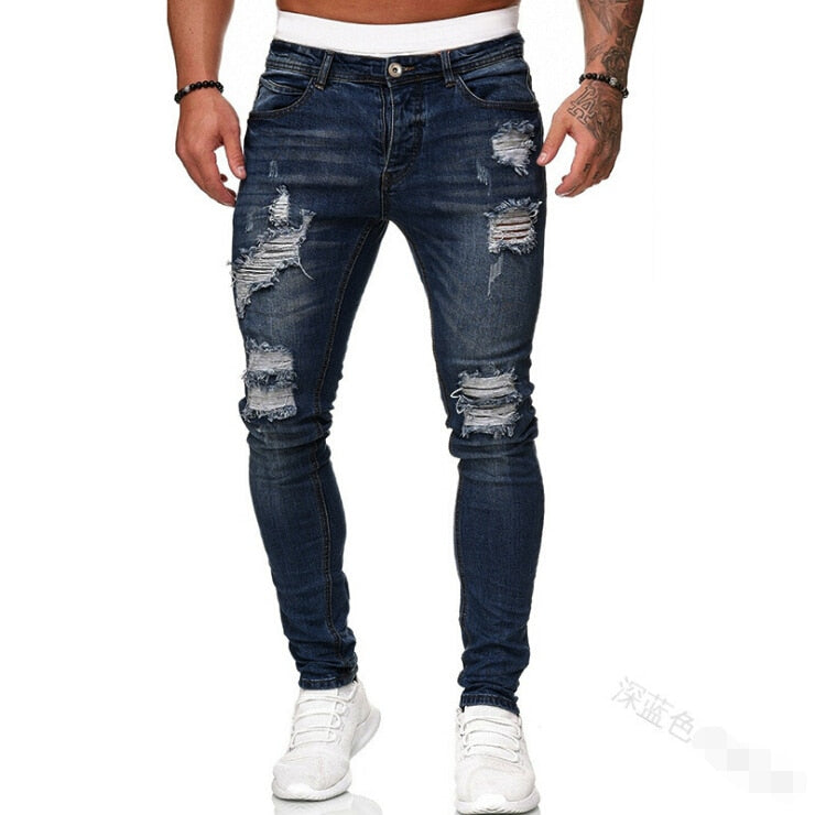 Men's  Sexy Hole Jeans Pants Casual Summer - nevaehshalo