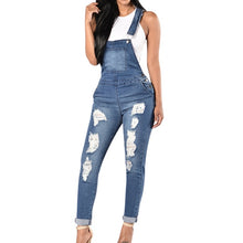 Load image into Gallery viewer, Women Overalls Cool Denim Jumpsuit Ripped Holes
